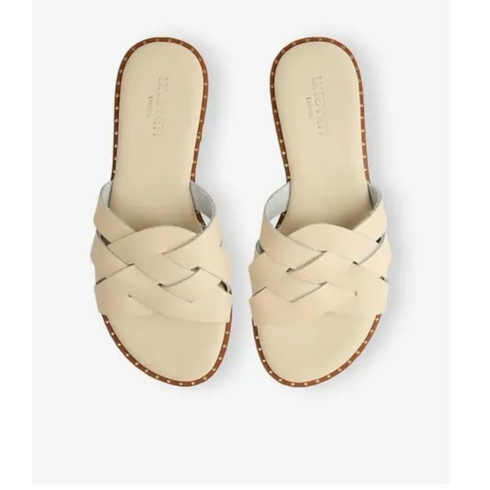 L.K. Bennett Amara Leather Flat Sandals  Ecru Size  11